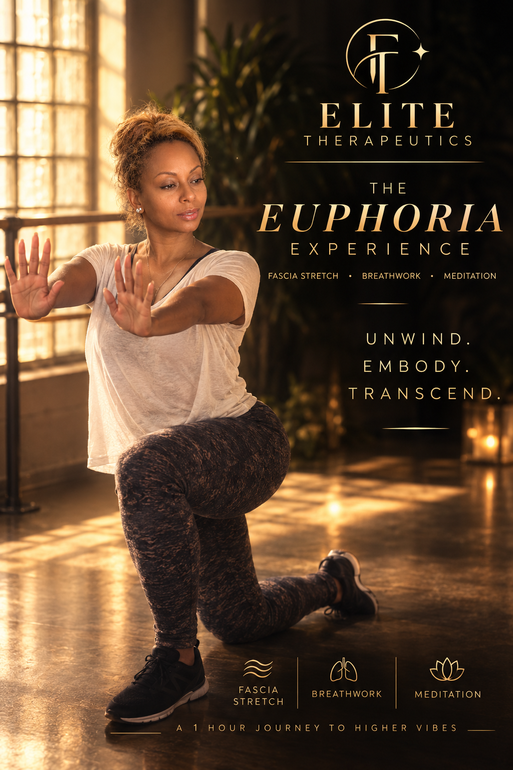 The Euphoria Experience — fascia stretch, breathwork, meditation. Unwind. Embody. Transcend.